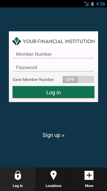 Screenshot of Android phone login