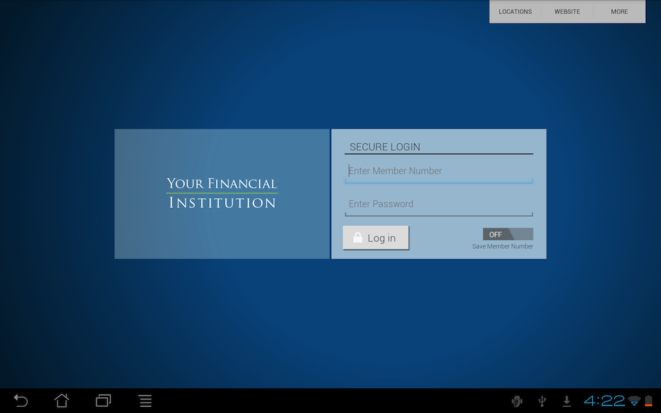 Screenshot of Android Tablet login