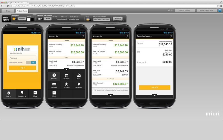 Screenshot of the mobile branding tool for Android