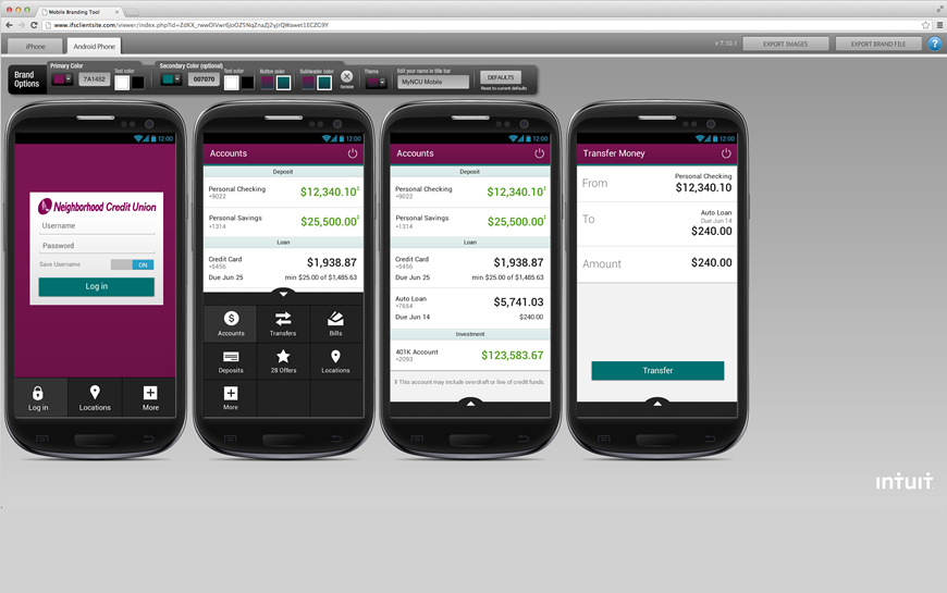 Screenshot of the mobile branding tool for Android