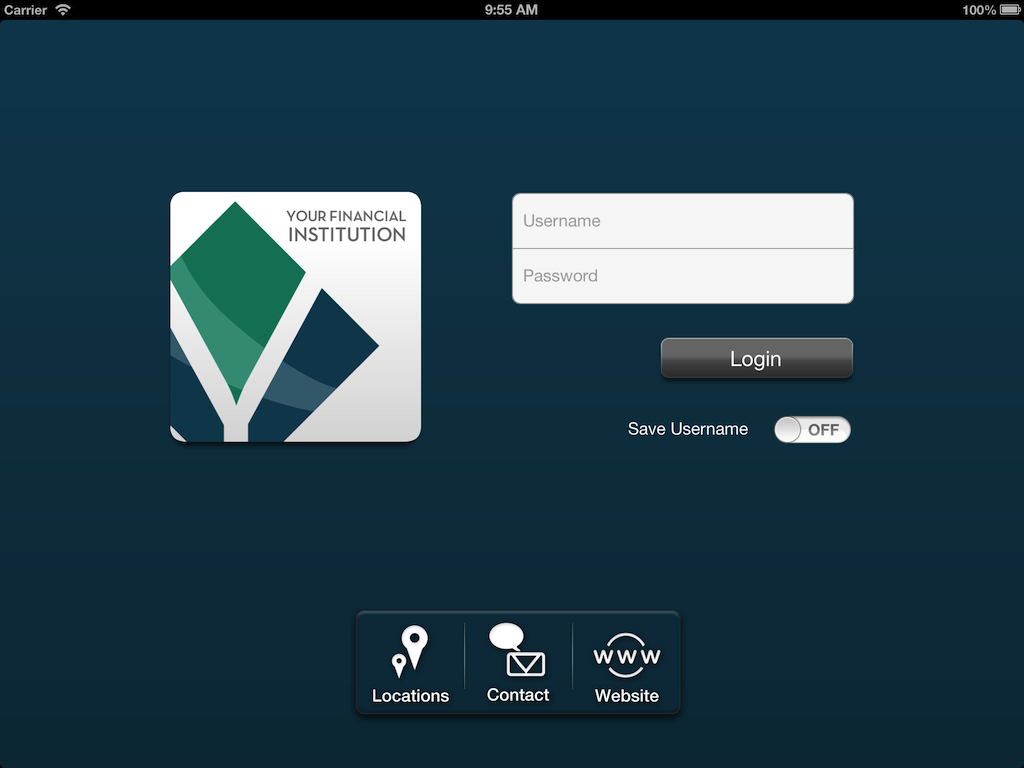 Screenshot of iPad login